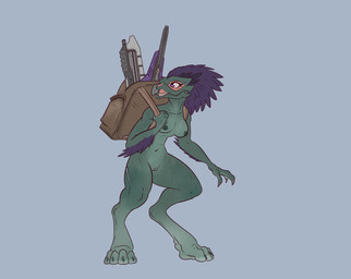 3_fingers 4_toes arm_tuft armor assault_rifle backpack beak breasts carbine claws digitigrade fangs feather_hair feathered_crest feathers feet female finger_claws fingers genitals grey_body grey_skin gun head_crest innie_vulva leg_scar looking_away looking_back navel nipples non-mammal_breasts nude pseudo_hair purple_body purple_eyes purple_feathers ranged_weapon rifle scar simple_background small_breasts solo standing teeth toe_claws toes tuft vulva weapon alorix halo_(series) microsoft xbox_game_studios alien avian kig-yar scalie t'vaoan 2022 absurd_res colored hi_res