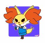 alternate_species anthro clothing electronics female heart_symbol markings mole_(marking) phone pokemorph solo mahoxy aggretsuko nintendo pokemon sanrio fenneko canid canine delphox generation_6_pokemon mammal pokemon_(species) absurd_res crossover hi_res