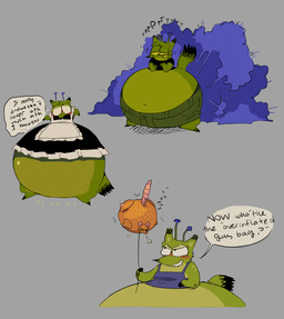 after_inflation ambiguous_gender antennae_(anatomy) anthro balloon_transformation bar_emanata belly big_belly black_clothing black_ear_tips black_fur_markings black_paws black_shirt black_snout black_tail_tip black_topwear blue_antennae blue_clothing blue_fart_cloud blue_shirt blue_tank_top blue_topwear blush blush_lines bodily_fluids bottomless bottomless_anthro bottomless_female breath brown_body brown_fur cast_shadow cheek_tuft closed_smile clothed clothing countershade_belly countershading dipstick_ears dipstick_tail duo ear_markings emanata embarrassed erect_tail eyewear facial_tuft fart fart_cloud fart_fetish female feral fur glasses glistening glistening_body glistening_skin green_body green_cargo_shorts green_fur grey_background helium_inflation holding_balloon holding_string huge_belly hyper hyper_belly hyper_pear inflated_belly inflated_tail inflation lisp maid_uniform markings midriff mouth_closed mph! multicolored_ears multiple_poses navel no_navel nude onomatopoeia overweight overweight_anthro overweight_female pink_tail pose revenge sharp_teeth shirt simple_background size_difference smile smirking_at_partner solo sound_effects spherical_inflation spots sweat tail tail_markings tank_top taunting teeth text topwear tuft undersized_dress uniform unusual_fart wearing_glasses yellow_bar_emanata yellow_body yellow_countershading yellow_fur yellow_inner_ear yellow_sclera yellow_spots yellow_teeth snunkies fox_alien_(snunkies) unnamed_character alien canid canine fox hybrid mammal mouse murid murine rodent 2025 english_text
