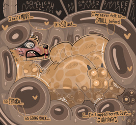 3_toes anthro blood bodily_fluids claws dialogue digestion feet fur glistening heart_symbol internal male nosebleed nude onomatopoeia open_mouth sharp_teeth sound_effects teeth text toe_claws toes vore koalarobot_(artist) naruto kurama canid canine fox mammal tailed_beast 2026 digital_media_(artwork) english_text story story_in_description