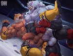 abs anal anal_penetration anthro balls barazoku big_muscles big_penis blood blush bodily_fluids bottomwear butt claws clothed clothing cum duo fight fighting_ring for_a_head foreskin fur genital_fluids genitals leg_grab male male/male muscular muscular_anthro muscular_male nipples nosebleed open_mouth partially_clothed pecs penetration penile penile_penetration penis penis_in_ass quads sex sweat sweaty_body tail tongue tongue_out torn_bottomwear torn_clothing vein veiny_arms veiny_muscles veiny_penis white_body white_fur wrestler wrestling physen bandai_namco image_comics invincible_(image_comics) tekken king_(tekken) thokk_(invincible) animal_head animal_humanoid felid humanoid jaguar lion mammal pantherine absurd_res crossover hi_res