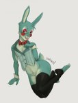 anthro clothing hi_res lagomorph legwear leporid male mammal rabbit solo stockings yudvacof