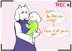 anthro asgore_dreemurr asriel_dreemurr boss_monster_(undertale) bovid camera_view caprine clothed clothing dialogue duo emanata english_text fangs female fur goat horn jarofmud looking_at_viewer male mammal offscreen_character recording speech_bubble teeth text toriel undertale undertale_(series) white_body white_fur young young_anthro