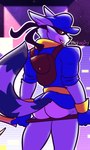 anthro bottomless bottomless_male butt clothed clothing looking_at_viewer looking_back male presenting presenting_hindquarters raised_tail rear_view solo tail tongue tongue_out fizzyjay sly_cooper_(series) sony_corporation sony_interactive_entertainment sucker_punch_productions sly_cooper mammal procyonid raccoon digital_media_(artwork) hi_res