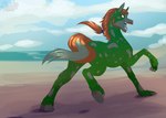 beach fangs feral happy male outside paws running sea seaside solo teeth water sunny_way friendship_is_magic hasbro my_little_pony equid equine horse mammal pony digital_media_(artwork) flat_colors