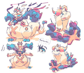 2_horns 3_toes 4_arms 4_fingers accessory anthro eyelashes feet fingers floppy_ears fur furgonomics grin horn jewelry male male_anthro mane markings moobs multi_arm multi_limb naturally_censored obese obese_anthro obese_male orange_horn orange_markings overweight overweight_anthro overweight_male patch_(fabric) ring sharp_teeth simple_background smile solo tail tail_accessory tail_jewelry tail_ring tail_tuft tan_body tan_ears tan_fur tan_tail teeth text thick_thighs toes tuft white_background x_marking miluinaoxie mythology oxai_(miluinaoxie) dragon furred_dragon furred_scalie mythological_creature mythological_scalie scalie 2022 colored_sketch english_description english_text hi_res multiple_images sketch sketch_page