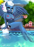 anthro areola big_breasts breasts clothing container cup cutie_mark female fence kettle looking_up nipples plant poolside shrub solo swimwear tea_cup tea_set tray unguligrade_anthro water wings yin_yang caliluminos hasbro my_little_pony mythology pegapet equid equine mammal mythological_creature mythological_equine pegasus absurd_res hi_res