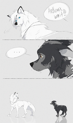 black_body black_eyebrows black_fur black_nose bodily_fluids brown_eyes cheek_tuft dialogue duo eyebrows facial_tuft feral fur grey_background grey_markings looking_at_another male markings nude simple_background size_difference snout speech_bubble tail talking_to_another tears text tuft white_body white_fur azzai canid canine canis domestic_dog mammal wolf 2022 colored colored_sketch comic digital_drawing_(artwork) digital_media_(artwork) english_text shaded simple_shading sketch
