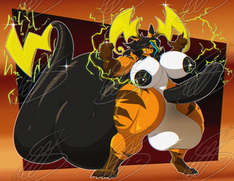 anthro balls barbell_piercing big_balls big_breasts big_penis big_tail breasts electricity erection fur genitals gynomorph hair huge_balls huge_breasts huge_penis huge_tail hyper hyper_genitalia hyper_penis hyper_tail intersex looking_at_viewer muscular muscular_anthro muscular_gynomorph muscular_intersex nipple_piercing nipples orange_body orange_fur penis piercing smile solo tail thick_thighs shieradevil nintendo pokemon pokemon_legends_z-a fan_character generation_9_pokemon mammal mega_evolution mega_raichu mega_raichu_y pokemon_(species) rodent 2025 absurd_res digital_media_(artwork) hi_res shaded signature watermark