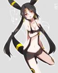 4:5 alternate_species animal_humanoid black_hair breasts clothed clothing ear_piercing eeveelution female generation_2_pokemon hair hi_res humanoid humanoidized mammal nintendo piercing pokemon pokemon_(species) solo takeshima_(nia) umbreon