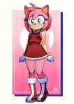 anthro blush blush_lines boots clothing female footwear green_eyes shoes solo gravydood sega sonic_the_hedgehog_(series) amy_rose eulipotyphlan hedgehog mammal absurd_res hi_res