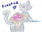 alternate_form anthro anthrofied blush bodily_fluids breasts butt cum cum_on_butt cum_on_face fangs female food genital_fluids heart_symbol looking_back one_eye_closed orgasm raised_tail side_boob simple_background solo tail teeth whiskers white_background k-y-r-i-e nyan_cat_(copyright) pop-tarts nyan_cat domestic_cat felid feline felis mammal 4:3 meme