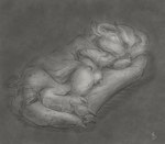 alternate_species anthro bed_sheet bedding belly big_belly breasts eyes_closed female hair nipples pillow pregnant pregnant_anthro pregnant_female scales sleeping solo tail flinters bouncyotter kobold scalie 2025 hi_res