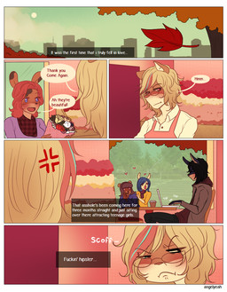 anthro black_hair blonde_hair blush clothed clothing computer dialogue electronics eyewear female flower glasses hair heart_symbol laptop leaf male plant profanity sun text tree angellove44 bailey_(angellove44) kale_(angellove44) canid canine canis domestic_dog lagomorph leporid mammal rabbit comic english_text multiple_scenes