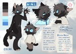 anthro black_body black_fur blue_eyes bottomwear chibi clothed clothing collar fur hair male nude pants paws pupils slit_pupils solo sweater tail text topwear turtleneck sh-4rk nine_(sh-4rk) domestic_cat felid feline felis mammal english_text hi_res model_sheet