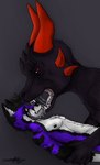 anthro bodily_fluids drooling drooling_into_mouth drooling_onto_other duo forced fur goo_drip hair horn licking male male/male male_pred male_prey muscular muscular_anthro open_mouth oral_vore purple_body red_eyes saliva saliva_on_tongue saliva_string scared scared_face simple_background size_difference slime spikes spikes_(anatomy) tail teasing teeth tongue tongue_out unwilling_prey vore white_body white_fur willing_pred worried worried_face worried_look eltho mythology devourer_(razor_koopa) eltho_(character) canid canine dragon fox goo_creature goo_dragon mammal mythological_creature mythological_scalie scalie absurd_res digital_media_(artwork) hi_res