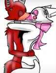 anthro cheek_spots crossgender duo eyelashes eyes_closed female female/female hug kissing machine markings mtf_crossgender neck_bow nude pink_markings prick_ears red_body snout tail white_body five_nights_at_freddy's five_nights_at_freddy's_2 scottgames foxy_(fnaf) mangle_(fnaf) animatronic canid canine fox mammal robot compression_artifacts hi_res portrait three-quarter_portrait