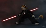 anthro clothing lightsaber lightsaber_polearm male melee_weapon saberstaff solo standing weapon iztli star_wars felid lion mammal pantherine 2017 hi_res signature