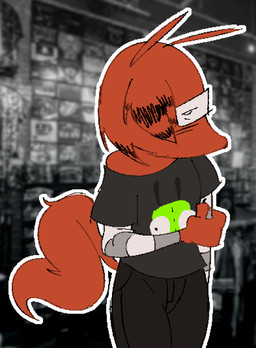 ambiguous_gender anthro bottomwear clothing denim denim_bottomwear denim_clothing fur greyscale_background hair hair_over_eye hand_on_arm humanoid_hands jeans long_sleeve_shirt off-shoulder_top orange_body orange_fur outline pants pattern_clothing pattern_shirt pattern_topwear photo_background shirt solo standing striped_clothing striped_shirt striped_topwear stripes tail topwear white_outline hhbrother hot_topic invader_zim nickelodeon gir_(invader_zim) hhbrother_(sona) thang 2025 digital_drawing_(artwork) digital_media_(artwork) english_description hi_res photography_(artwork)