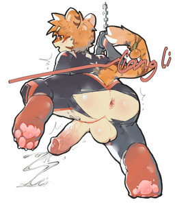 4_toes adolescent all_fours anthro anus backsack balls bdsm big_balls big_penis black_clothing black_skinsuit blush bodily_fluids clothing cuff_(restraint) ejaculation embarrassed erection feet foreskin genitals handcuffed handcuffs humanoid_genitalia humanoid_penis kemono looking_back male metal_cuffs open_mouth orange_body pawpads penis raised_leg rear_view restraints retracted_foreskin simple_background skinsuit solo sweat tight_clothing toes torn_clothing torn_skinsuit vein veiny_penis white_background young ritabako65179 felid mammal pantherine tiger hi_res signature
