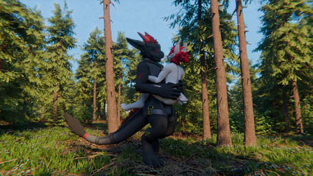 ambiguous_gender anal anal_penetration anthro black_sclera butt day duo forest fur genitals gold_(metal) gold_tooth grey_body grey_fur harness knot male nude outside penetration penile penile_penetration penis penis_in_ass plant red_body red_eyes red_fur tree white_body white_fur biohazardouswolf mythology bio_(biohazardouswolf) zorak_the_great deer dragon furred_dragon furred_scalie mammal moonfang mythological_creature mythological_scalie scalie waggan 16:9 3d_(artwork) 3d_animation animated blender_(artwork) digital_media_(artwork) hi_res huge_filesize loop no_sound short_playtime webm widescreen