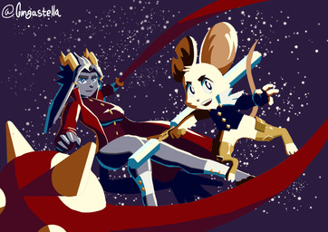 anthro duo female gingastella mina_the_hollower pseudoregalia yacht_club_games mina_(mina_the_hollower) sybil_(pseudoregalia) bovid caprine domestic_cat felid feline felis goat humanoid lagomorph leporid mammal mouse murid murine rabbit rodent absurd_res hi_res