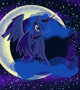 absurd_res back_turned blue_fur crown cutie_mark equine female feral friendship_is_magic fur hair hi_res horn kcday long_hair mammal moon multi-colored_hair my_little_pony princess_luna_(mlp) sitting smile solo stars winged_unicorn wings
Rating: Safe
Score: 12
User: Robinebra
Date: November 06, 2013