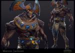 bottomwear clothing jewelry loincloth male muscular muscular_humanoid muscular_male not_furry open_mouth red_eyes sharp_teeth solo teeth text marcus_jackson guild_wars humanoid undead 3d_(artwork) digital_media_(artwork) english_text hi_res official_art