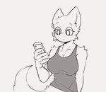 anthro big_breasts bottomless breasts clothed clothing electronics female fur heart_symbol phone shirt shirt_only shocked solo tank_top tank_top_only topwear topwear_only white_body white_fur brea_diwe incredibox sprunki twitter wenda_(sprunki) domestic_cat felid feline felis mammal 2024 2d_animation animated short_playtime