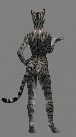 anthro bare_shoulders butt claws digitigrade feet female female_anthro finger_claws fur grey_body grey_fur hand_on_hip hind_legs hindpaw markings nude paws pointy_ears pose posing_nude presenting presenting_hindquarters rear_view simple_background skinny slim small_butt small_waist solo striped_body striped_fur striped_markings striped_tail stripes tail tail_markings whatever459 bethesda_game_studios microsoft skyrim the_elder_scrolls skamp_(whatever459) felid feline khajiit mammal 3d_(artwork) digital_media_(artwork) hi_res
