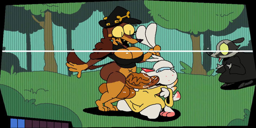 3_fingers 3_toes 4_fingers abdominal_bulge after_orgasm after_sex after_sex_sleeping anal anal_penetration anthro anthro_on_anthro anthro_penetrated anthro_penetrating anthro_penetrating_anthro anus ass_to_mouth ass_to_other_mouth balls balls_deep being_watched belly belly_inflation big_balls big_belly big_breasts big_butt big_penis big_tail black_body black_clothing black_fur black_hat black_headwear black_nose black_robe black_shirt black_skin black_tail black_tank_top black_topwear blue_sclera blush blush_lines bodily_fluids bottomless bottomless_anthro bottomless_female bottomless_gynomorph bottomless_intersex bottomless_male bouncing_balls bouncing_butt breasts brown_balls brown_body brown_ears brown_fur brown_markings brown_penis brown_skin brown_tail buckteeth butt clenched_teeth closed_smile clothed clothing covering covering_mouth cum cum_ballooning cum_from_mouth cum_from_nose cum_in_ass cum_in_mouth cum_in_nose cum_inflation cum_inside cum_meter cum_on_butt cum_on_ground cum_on_penis cum_on_vulva cum_through cumshot darkened_anus darkened_balls darkened_genitalia darkened_penis darkened_vulva deep_throat dipstick_toes ejaculation erection eyes_closed feathered_wings feathers feet fellatio female female_penetrated fingers floppy_ears fluffy_ears forest_background freckles from_behind_position fur genital_fluids genital_raphe genitals glans gloves_(marking) green_sclera grey_anus grey_body grey_fur grey_skin grey_vulva group gynomorph gynomorph/female gynomorph/male gynomorph_penetrating gynomorph_penetrating_female gynomorph_penetrating_male hair half-closed_eyes hat head_tuft headgear headwear holding_both_ears holding_wings huge_balls huge_belly huge_butt huge_penis humanoid_genitalia humanoid_penis hyper hyper_genitalia hyper_penis inflation intersex intersex/female intersex/male intersex_penetrating intersex_penetrating_female intersex_penetrating_male jockey_position kneeling kneeling_oral_position light long_ears long_penis looking_at_another looking_pleasured lying lying_and_blow_position male male_penetrated markings masturbation mouth_closed multicolored_body multicolored_fur multicolored_skin multiple_positions narrowed_eyes navel nude on_back on_ground open_mouth open_smile oral oral_penetration orgasm orgasm_face pawpads penetration penile penile_masturbation penile_penetration penis penis_in_ass penis_in_mouth pink_glans pink_markings pink_pawpads plant progress_bar prone_bone_position pupils questionable_consent raphe_(anatomy) red_nose red_tongue robe saliva saliva_on_penis scrotal_raphe sex sharp_teeth shirt sleeping slit_pupils small_tail smile snout spoon_position standing tail tank_top teeth thick_thighs toes tongue tongue_out toothy_grin topwear tree trio tuft two_tone_body two_tone_fur two_tone_skin two_tone_tail vein veiny_penis voluptuous_anthro voluptuous_gynomorph vulva white_body white_ears white_fur white_hair white_skin wide_eyed wide_hips wings wings_tied x_navel yellow_clothing yellow_robe yellow_sclera superiorfox angel_hare the_east_patch angel_gabby bonbon_(crazymazies) francis_(angel_hare) angel angel_hare_(the_east_patch) badger canid canine canis dachshund domestic_dog hunting_dog lagomorph leporid mammal mustelid musteline procyonid rabbit raccoon 2026 2d_animation animated colored digital_media_(artwork) flat_colors frame_by_frame hi_res lighting long_playtime no_sound video widescreen trans_(lore) trans_woman_(lore)