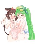 amber_eyes apron apron_only blush bow_ribbon breast_squeeze breasts brown_hair butt clothing duo female green_eyes green_hair hair long_hair mostly_nude nipple_fetish nipple_pinch nipple_play nipples one_eye_closed open_mouth pinch short_hair simple_background squeezing natsuki_takano sanrio show_by_rock!! holmy_(show_by_rock!!) jaqueline_(show_by_rock!!) amphibian amphibian_humanoid animal_humanoid bovid bovid_humanoid bovine bovine_humanoid cattle cattle_humanoid frog frog_humanoid humanoid mammal mammal_humanoid 3:4 hi_res