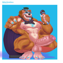 5_fingers abs anthro balls barazoku barrel biceps big_muscles big_nipples big_penis body_hair bouncing_penis candy dessert electronics eyebrows fangs feet fingers flexing flexing_bicep food fruit fur genitals holidays humanoid_genitalia humanoid_penis looking_at_viewer male microphone muscular muscular_anthro muscular_male necktie nipples nude pecs penis plant pubes simple_background smile solo teeth thick_eyebrows toes vein veiny_penis morinetsu five_nights_at_freddy's five_nights_at_freddy's:_security_breach scottgames steel_wool_studios glamrock_freddy bear mammal 1:1 alternate_version_at_source animated high_framerate signature