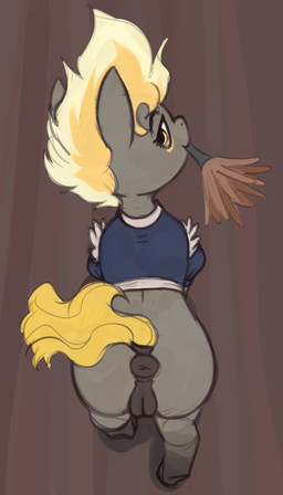 anatomically_correct anatomically_correct_anus anus butt clothing equine_anus female feral genitals maid_uniform presenting puffy_anus seductive solo uniform vulva marsminer hasbro my_little_pony equid equine horse mammal pony 2025 hi_res