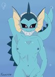 anthro female genitals nude_anthro pose pussy solo kamino1 nintendo pokemon eeveelution generation_1_pokemon pokemon_(species) vaporeon 2025 hi_res pinup