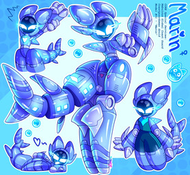 anthro big_tail blue_body blue_eyes bubble clothed clothed_anthro clothing female glowing glowing_blue glowing_eyes heart_symbol looking_at_viewer looking_back lying machine multiple_poses pose screen screen_face shark_tail simple_background stretching tail thick_thighs wide_hips ytwist3d aquatic fish robot robot_anthro shark hi_res