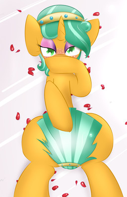 blush covering covering_self eyelashes eyeshadow femboy feral green_eyes hair horn makeup male multicolored_hair petals simple_background solo kryptchild friendship_is_magic hasbro my_little_pony mythology snails_(mlp) equid equine mammal mythological_creature mythological_equine unicorn 9:14 digital_media_(artwork) hi_res source_request