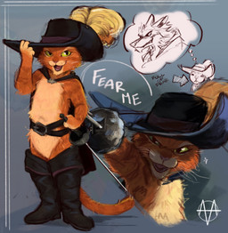 anthro belt boots cape chin_tuft clothing confident dialogue directional_arrow facial_tuft fluffy footwear fur fuzzy green_eyes grey_background hand_on_hat hat head_tuft headgear headwear holding_object holding_weapon looking_at_viewer male melee_weapon meme_face multiple_poses open_mouth open_smile orange_body orange_fur pink_nose pointing_weapon pose rapier scared shoes simple_background smile smirk solo solo_focus sparkles speech_bubble standing striped_body striped_fur stripes sword tail teeth text thinking_about_another thought_bubble thoughts tuft weapon whiskers amasc0met dreamworks full_of_milk/soup_(meme) puss_in_boots_(franchise) death_(puss_in_boots) puss_in_boots_(dreamworks) canid canine canis domestic_cat felid feline felis mackerel_tabby mammal tabby_cat wolf 2022 digital_media_(artwork) english_text hi_res meme monochrome multiple_images signature