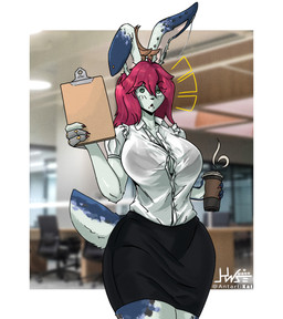 anthro antlers bottomwear bra clothing coffee_cup container cup ear_piercing facial_piercing female hair holding_object horn lip_piercing looking_at_viewer office office_clothing pencil_skirt piercing red_hair shirt skirt small_waist snakebite_piercing solo speckled_body surprised thick_thighs topwear translucent unbuttoned_shirt underwear wardrobe_malfunction white_body wide_hips antartikat ritter_merau_(zettra_thorn) jackalope lagomorph mammal absurd_res hi_res