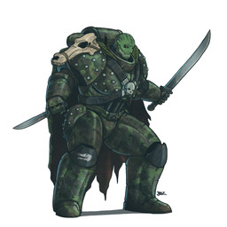 adeptus_astartes armor bone cape cloak clothing combat_knife dagger dual_wielding fangs holding_melee_weapon holding_object holding_sword holding_weapon humanoid_hands knife machete machine male melee_weapon power_armor reverse_grip scales scar sharp_teeth skull solo space_marine standing straps studs sword symbol teeth torn_clothing weapon blazbaros warhammer_(franchise) warhammer_40000 animal_humanoid crocodilian crocodilian_humanoid humanoid reptile reptile_humanoid scalie scalie_humanoid 1:1 hi_res
