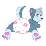 anthro blush butt clothing collar diaper female happy looking_at_viewer solo imces tammy canid canine canis domestic_dog husky mammal nordic_sled_dog spitz 1:1 hi_res