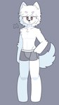 anthro clothed clothing fluffy fur gesture hand_gesture male markings pointing pointing_at_underwear solo tail underwear underwear_only white_body okichah_art okichah canid canine canis domestic_dog mammal nordic_sled_dog samoyed spitz wolf 9:16