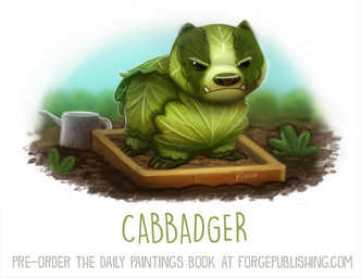 ambiguous_gender beady_eyes black_eyes cabbage claws fangs food garden humor outside plant pun simple_background solo teeth vegetable visual_pun watering_can white_background piper_thibodeau badger food_creature mammal mustelid musteline 2017 digital_media_(artwork) digital_painting_(artwork) painting_(artwork)