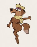 anthro beret breasts clothed clothing genitals gynomorph hat headgear headwear intersex mostly_nude nipples nude partially_clothed penis pose scarf simple_background solo sexylinguini hanna-barbera jellystone_(hbo_max) loopy_de_loop loopy_(loopy_de_loop) canid canine canis mammal wolf 4:5 halftone hi_res pinup trans_(lore) trans_woman_(lore)