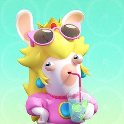 anthro arms_bent beverage blonde_hair blue_ear_piercing blue_eyes clothed clothed_anthro clothed_female clothing container crown cup drinking drinking_straw ear_piercing eyewear eyewear_on_head female female_anthro flat_chested food fruit gem hair half-closed_eyes happy headgear holding_beverage holding_container holding_cup holding_object light lime long_ears long_hair mitten_hands narrowed_eyes no_eyebrows noseless open_mouth open_smile pawpads piercing pink_clothing pink_eyewear pink_shirt pink_sunglasses pink_topwear plant ruby_(gem) sapphire_(gem) shirt simple_background smile solo standing sunglasses sunglasses_on_head tan_body tan_eyelids tan_inner_ear tan_pawpads tan_skin teal_background topwear laurine_vire mario_bros mario_plus_rabbids_kingdom_battle nintendo raving_rabbids rayman_(series) ubisoft rabbid_peach lagomorph mammal rabbid 1:1 2019 3d_(artwork) adobe_photoshop_(artwork) autodesk_maya_(artwork) colored crossover digital_media_(artwork) english_description half-length_portrait hi_res lighting official_art portrait shaded substance_painter_(artwork)