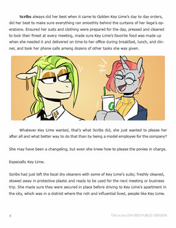 anthro clothing coffee_cup container cup duo eyewear female glasses green_hair grey_body hair horn orange_hair picture_book round_glasses sweater text topwear turtleneck redxbacon dastchu_(author) hasbro my_little_pony mythology fan_character golden_keylime_(oc) scribble_snug_(oc) earth_pony equid equine horse mammal mythological_creature mythological_equine pony unicorn english_text