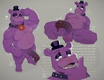 anthro balls big_penis bodily_fluids clothing collar erection eyelids flexing foreskin genitals hat headgear headwear humanoid_genitalia humanoid_penis male narrowed_eyes overweight overweight_anthro overweight_male penis purple_body small_hat solo sweat text top_hat jumpy_jackal five_nights_at_freddy's scottgames mr._hippo_(fnaf) common_hippopotamus hippopotamid mammal absurd_res hi_res