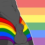 animal_genitalia anthro balls canine_genitalia clothing fully_sheathed fur genitals grey_body grey_fur lgbt_pride male pride_color_clothing pride_colors sheath solo rufusinuzuka fury_(furythewolf) canid canine canis mammal wolf 1:1 digital_media_(artwork) hi_res