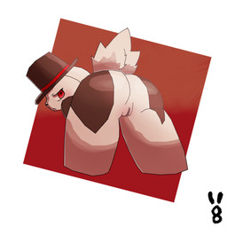 anthro female fur genitals indifferent leaning leaning_forward red_eyes solo vulva white_body white_fur bunn8 hakami hare lagomorph leporid mammal rabbit 1:1 absurd_res digital_drawing_(artwork) digital_media_(artwork) hi_res