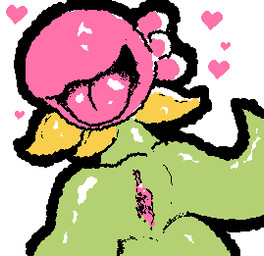 accessory bow_ribbon female gaping gaping_vagina genitals glistening glistening_body hair_accessory hair_bow hair_ribbon heart_symbol humanoid_genitalia humanoid_vulva open_mouth open_smile pink_vulva plant ribbons smile solo tongue tongue_out vulva pincoosh bug_fables moonsprout_games chompy_(bug_fables) elemental_creature flora_fauna animated digital_media_(artwork) low_res restricted_palette wigglypaint_(artwork)